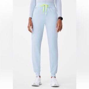 Figs Light Blue Joggers with Neon Accent